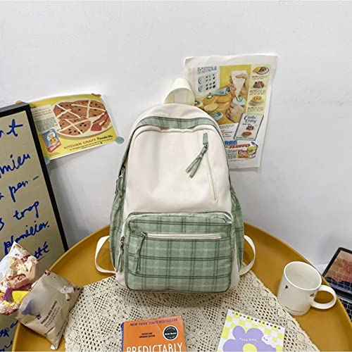 Sage Green Backpack for School Aesthetic, Cute Backpack Kawaii School Supplies Laptop Bookbag (B - Green)