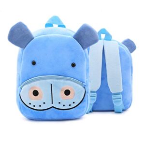 toddler backpack zoo plush mini daypack animal cartoon travel bag for baby girl boy (blue（hippo）)