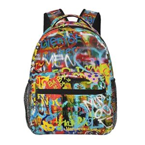 lightweight casual laptop backpack for for men and women, school bookbag for college (compatible with graffiti wall art)