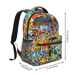 Lightweight Casual Laptop Backpack For for Men and Women, School Bookbag for College (Compatible with Graffiti Wall Art)