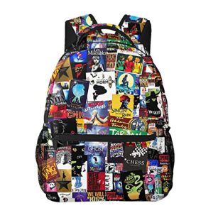 broadway musical collage backpack large capacity school book bag laptop backpacks lightweight travel bookbag kids daypack