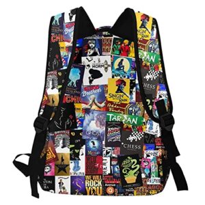 Broadway Musical Collage Backpack Large Capacity School Book Bag Laptop Backpacks Lightweight Travel Bookbag Kids Daypack