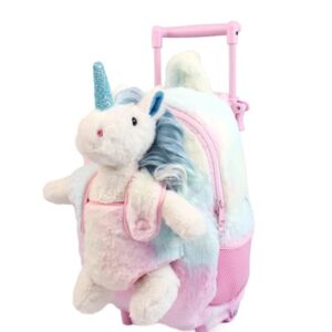 Funday Long Hair Unicorn Kids Backpack with Removable Wheel backpack for girls and boys