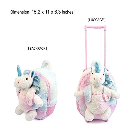 Funday Long Hair Unicorn Kids Backpack with Removable Wheel backpack for girls and boys