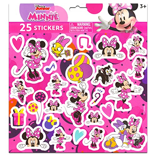 Disney Minnie Mouse Mini Backpack For Girls, Kids ~ 3 Pc Bundle With 12" Minnie School Bag, Water Pouch, Stickers, and More (Minnie Mouse School Supplies Set)