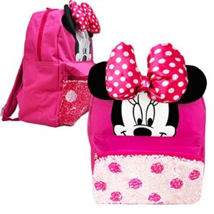 disney minnie mouse mini preschool backpack for toddler girls (12) (minnie mouse school supplies bundle)