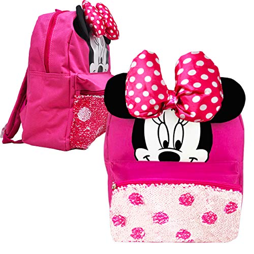 Disney Minnie Mouse Mini Preschool Backpack for Toddler Girls (12) (Minnie Mouse School Supplies Bundle)