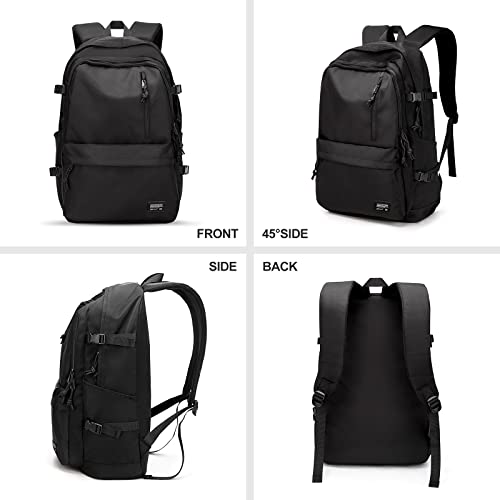 Black Backpack for School, High School Backpack Bookbag for Teen Boys Girls, Lightweight Casual Daypack Backpack for Men Women