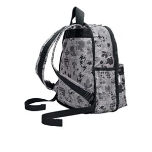 LeSportsac Suiting Floral Basic Backpack/Rucksack, Style 7812/Color E435, Classic Black & White Glen Plaid Softened with Artfully Arranged Modern Slate Grey Abstract Flowers