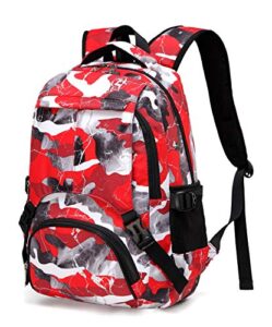 bluefairy kids backpacks for boys girls camo elementary school bags bookbags lightweight durable (red camo)