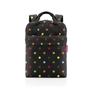 reisenthel allday backpack m, 15.6 inch laptop travel bag, secure zippers, two-way carry handles, dots