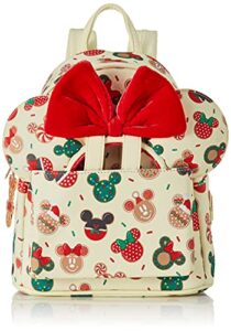 loungefly disney christmas mickey and minnie cookie headband and double strap shoulder bag gift set, white, standard