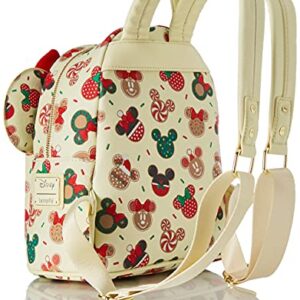 Loungefly Disney Christmas Mickey and Minnie Cookie Headband and Double Strap Shoulder Bag Gift Set, White, Standard