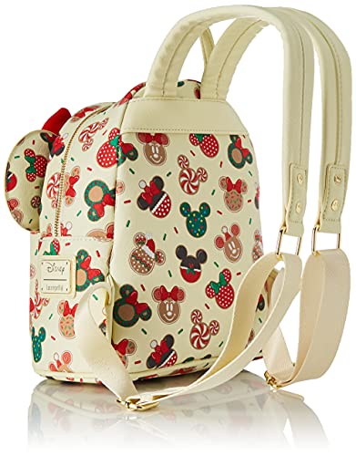 Loungefly Disney Christmas Mickey and Minnie Cookie Headband and Double Strap Shoulder Bag Gift Set, White, Standard