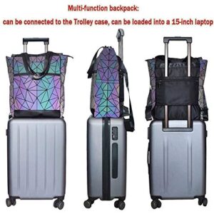 Men 15-inch Laptop Backpacks holographic Geometric Multi-function Backpack Luminous Backpack Female School Bag Travel Daypack (A)