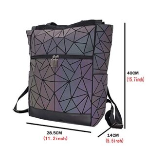 Men 15-inch Laptop Backpacks holographic Geometric Multi-function Backpack Luminous Backpack Female School Bag Travel Daypack (A)