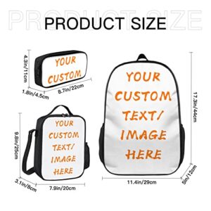 JQKPOKE Custom Backpack for Boys Girls Add Your Name School Bag Teens Rucksack Set Lunch Bag Pencil Case Elementary Bookbag Cute Animal 3-Pcs