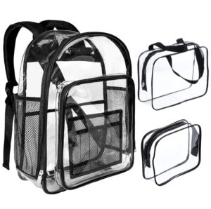 3pcs large capacity pvc transparent backpack multi-pocket waterproof bag suitable for college students to work outdoors