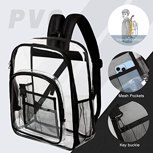 3PCS Large Capacity PVC Transparent Backpack Multi-Pocket Waterproof Bag Suitable For College Students To Work Outdoors