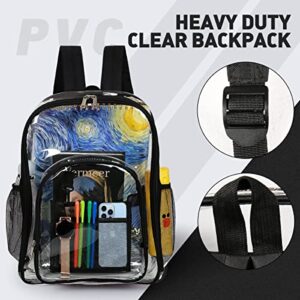 3PCS Large Capacity PVC Transparent Backpack Multi-Pocket Waterproof Bag Suitable For College Students To Work Outdoors