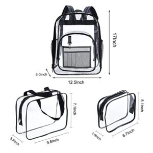 3PCS Large Capacity PVC Transparent Backpack Multi-Pocket Waterproof Bag Suitable For College Students To Work Outdoors