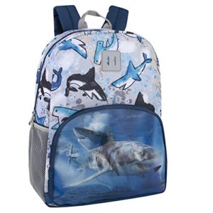 picture changing lenticular dinosaur backpack for boys – elementary and middle school hologram backpack (sharks)