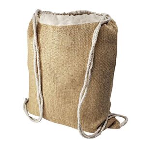 jute drawstring backpacks with soft cotton drawstrings burlap cinch sack pull string bags for beach, sports, hike by tbf bags (set of 6)