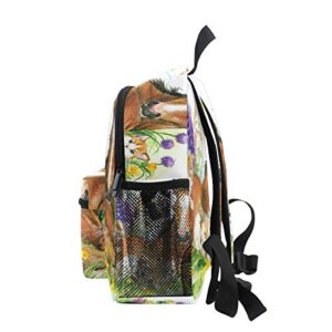 OREZI Cute toddler Backpack for Boy Girl,Floral Horse and Kitten Kid's Schoolbag Preschool Bag Travel Bacpack with Chest Clip