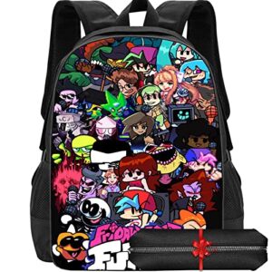 jumfoure cartoon game backpack, gameplayer large capacity laptop backpack with side pockets and pencil case -6