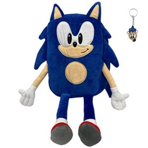aii lover anime hedgehog plush backpack with keychain, cartoon bookbag with adjustable shoulder straps 3d arms. (a)