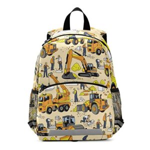 glaphy yellow truck excavator kids backpacks toddler backpack for daycare school, girls boys preschool bookbags kindergarten school backpack