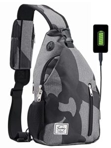 sling bag for men, crossbody sling backpack travel hiking with detachable bag (camouflage-1)