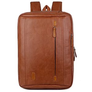 large leather laptop backpack briefcase hybrid 17 inch laptop bag travel outdoor backpack bp-19 (brown)