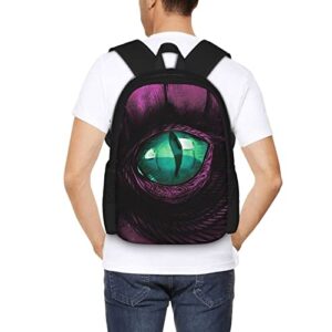 Sdfsdby Green Eye Of A Violet Dragon Backpacks Boys Girls School Computer Bookbag Travel Hiking Camping Daypack Casual Laplop Backpack for Unisex Teens