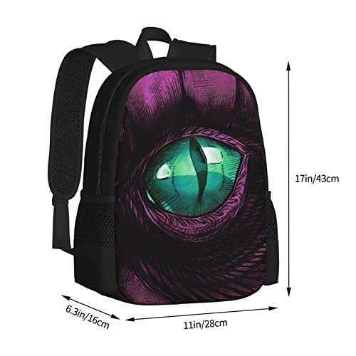 Sdfsdby Green Eye Of A Violet Dragon Backpacks Boys Girls School Computer Bookbag Travel Hiking Camping Daypack Casual Laplop Backpack for Unisex Teens