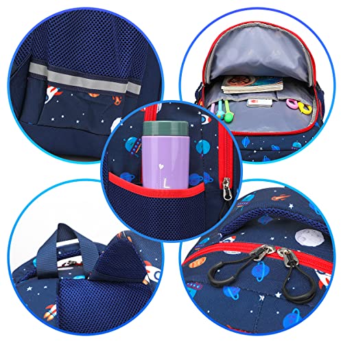 School Backpack Kids Bookbag Set-with Lunch Bag & Pencil Case Elementary Preschool Kindergarten Supplies for Boys Girls (Blue Space set)