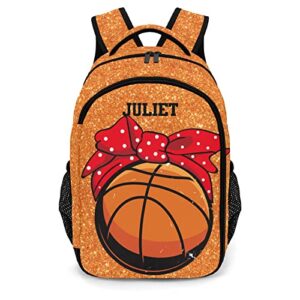 urcustom custom name basketball sports girl personalized backpack unisex casual bag bookbag for boy girl travel daypack 16.5 in