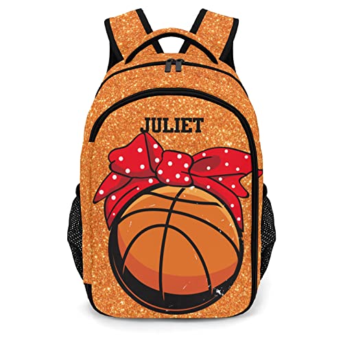 Urcustom Custom Name Basketball Sports Girl Personalized Backpack Unisex Casual Bag Bookbag for Boy Girl Travel Daypack 16.5 IN