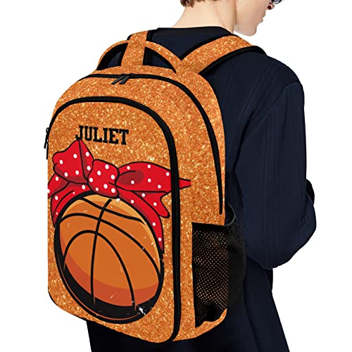 Urcustom Custom Name Basketball Sports Girl Personalized Backpack Unisex Casual Bag Bookbag for Boy Girl Travel Daypack 16.5 IN