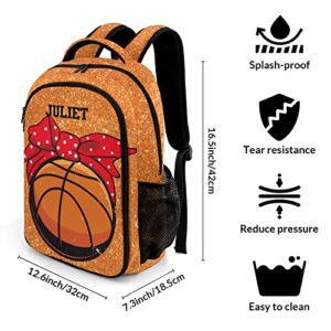 Urcustom Custom Name Basketball Sports Girl Personalized Backpack Unisex Casual Bag Bookbag for Boy Girl Travel Daypack 16.5 IN