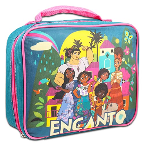 Encanto Backpack with Lunch Box Set - Bundle with Encanto Backpack, Encanto Lunch Bag, Water Bottle, Stickers, More | Encanto Backpack for Girls Disney