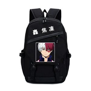 nhuheq todoroki anime cosplay backpack for men women travel backpack school backpacks for teenagers (black-d,one size)