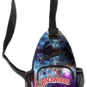 HANDAFA Unisex Fashion Single Shoulder Bag Backwoods Sling Backpack Galaxy Print Daypack(Color 02)