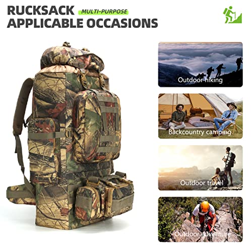 King'sGuard 100L Camping Hiking Backpack Molle Rucksack Military Camping Backpacking Daypack (MapleLeaf)