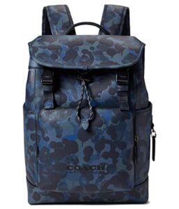 coach league flap backpack camo blue/midnight navy one size