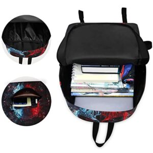 ZzWwR Cool Blue Red Skull Fragment Durable Travel Laptop Backpack Big Computer Bag Gift for Men Women School Bookbags Work