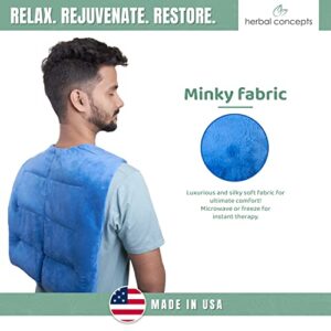 Herbal Concepts Aromatherapy Vest Shaped Microwaveable Wrap Made of Organic Flaxseed, Peppermint, & Lemon Grass for Back | Back Pack Relieves Stress & Pain | Available in Lavender