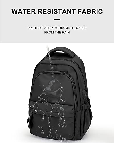 Small Backpack For School Girls Boys Aesthetic Lightweight Travel Daypack Simple Cute Backpack For Women Men Waterproof College High School Bookbag Fit 14 Inch Laptop With USB charging port,Black