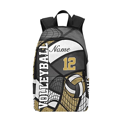 Personalized Sport Volleyball Gold Casual Daypack Bag with Name Custom Backpack for Man Woman Girl Boy Gifts