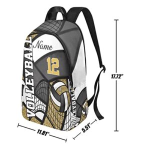 Personalized Sport Volleyball Gold Casual Daypack Bag with Name Custom Backpack for Man Woman Girl Boy Gifts